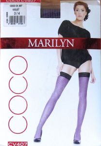 Marilyn COCO 407 R3/4 pończochy samonośne violet paski